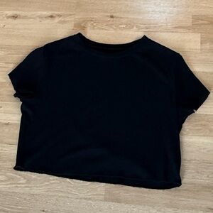 Black Ribbed Cropped Shirt